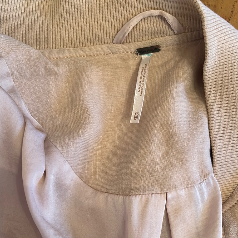 Free People Cream Bomber Jacket - Picture 12 of 14